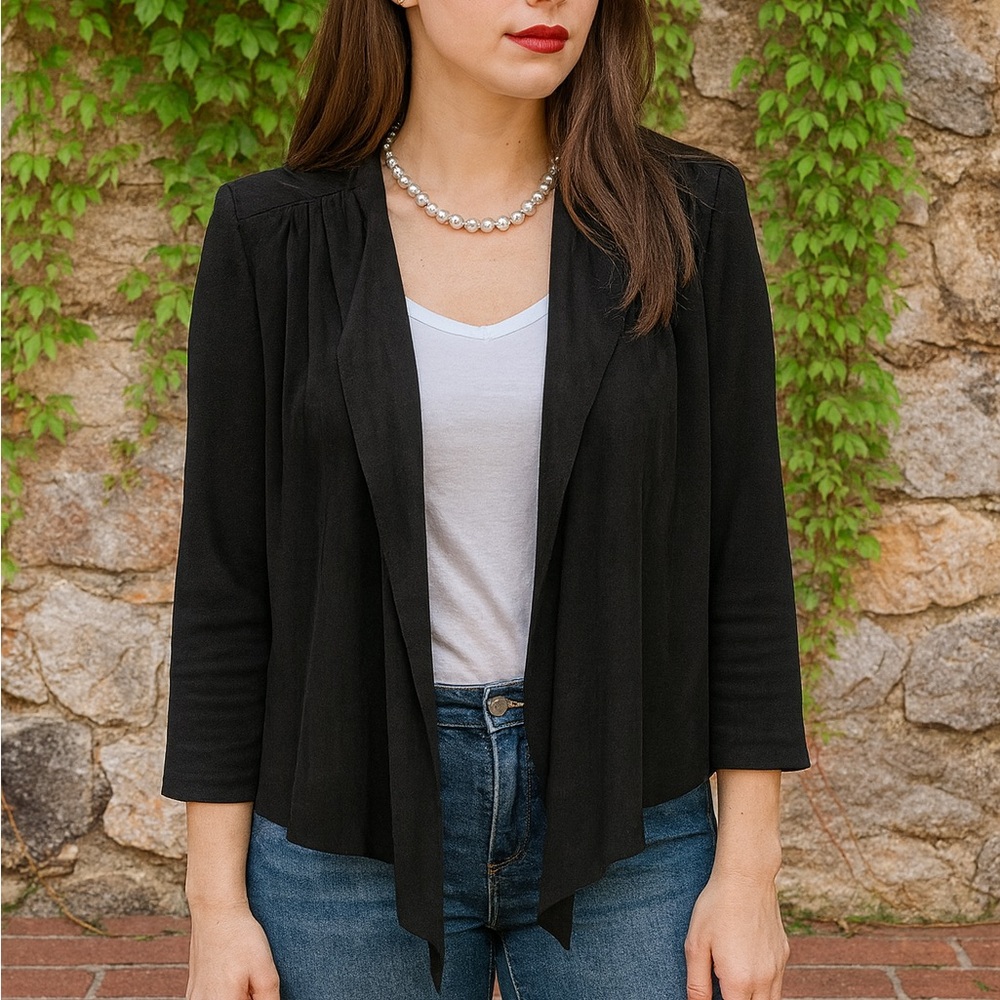 ALICE + OLIVIA Black Soft Shell Lamb Leather Trimmed Jacket, XL